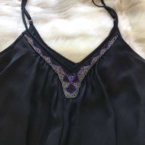 Black dress with embroidered neck line - Picture 2 of 2